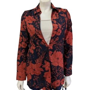 PrettyLittleThing Red Floral Shacket Size 0